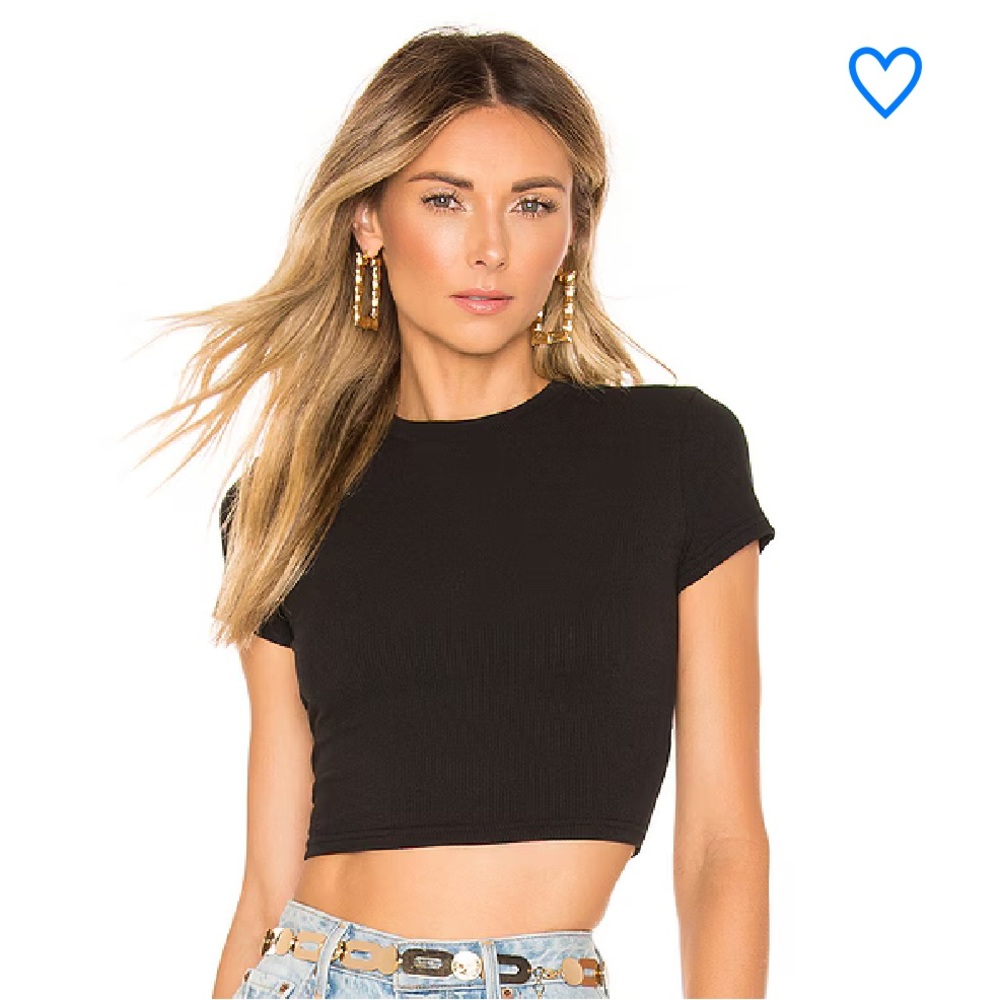 Superdown Black Kristi Baby Ribbed Cropped Tee Top M